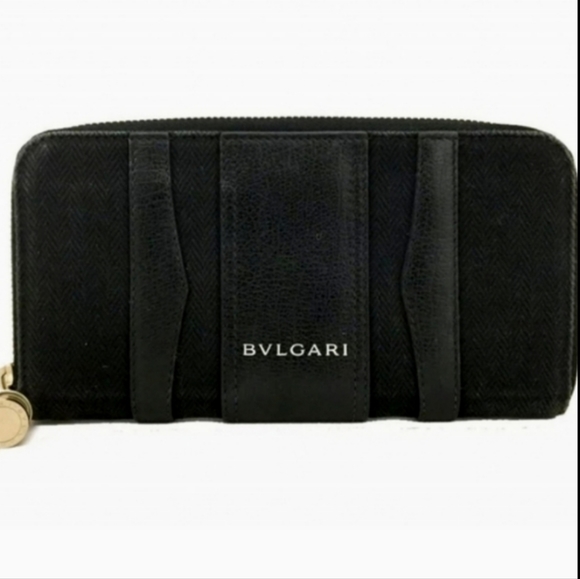 BVLGARI LEATHER CANVAS ZIPPY ZIP AROUND LONG WALLET/P0504. - Picture 13 of 13